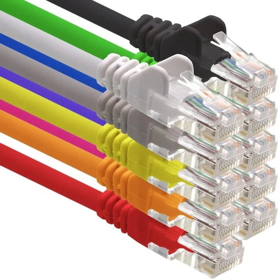 Cavo di rete Cat.6 - set - 2m - Lungo cavo - 1000 Mbps - PoE - Cavo patch - Compatibile con CAT.5 CAT.6a CAT.7 - 10 colori