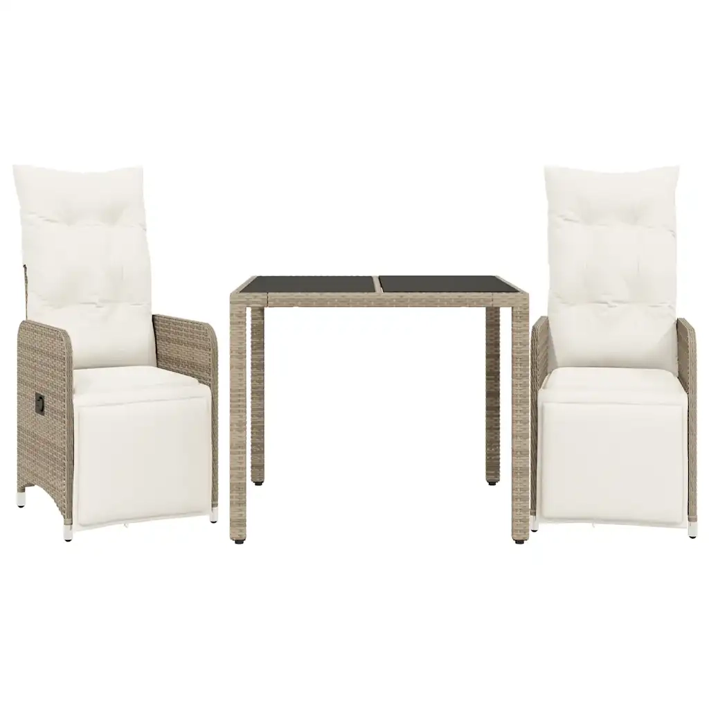 Set Bistr¨° da Giardino 3 pz | Set Salotto da Giardino con Cuscini in Polyrattan Marrone