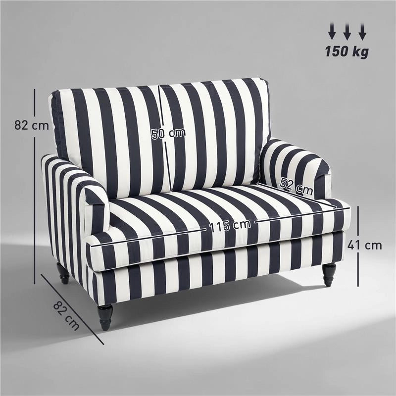 POLTRONA DA SALOTTO CON SEDUTA AMPIA IN VELLUTO A RIGHE CON MOLLE A S, 115X82X82 CM, NERO E BIANCO