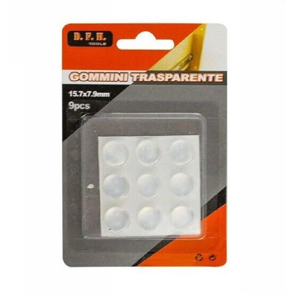 Trade Shop - Set 9 Gommini Adesivi Protezione Pavimenti Trasparenti Rotondi 15.7x7.9mm 66099 -