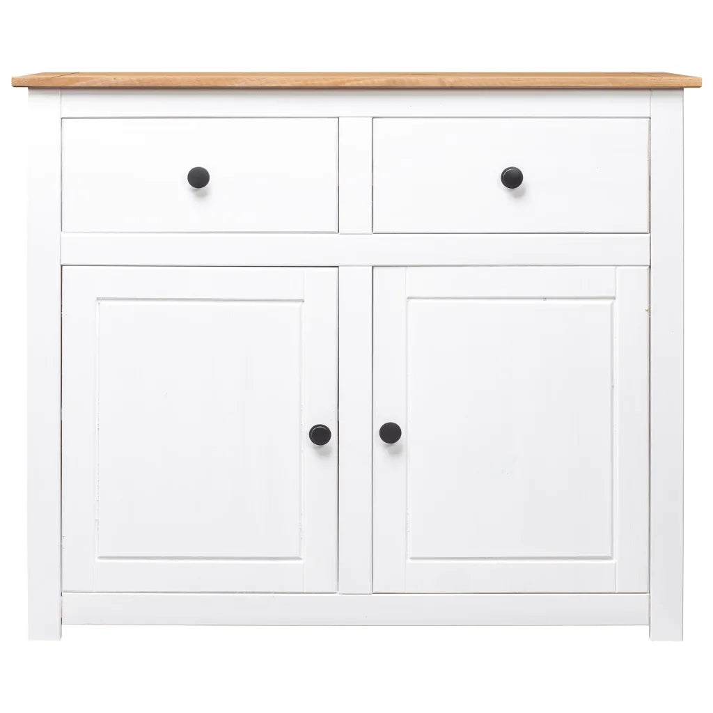 Credenza-Buffet-Armadio da cucina Bianca 93x40x80 cm in Legno Massello di Pino Panama