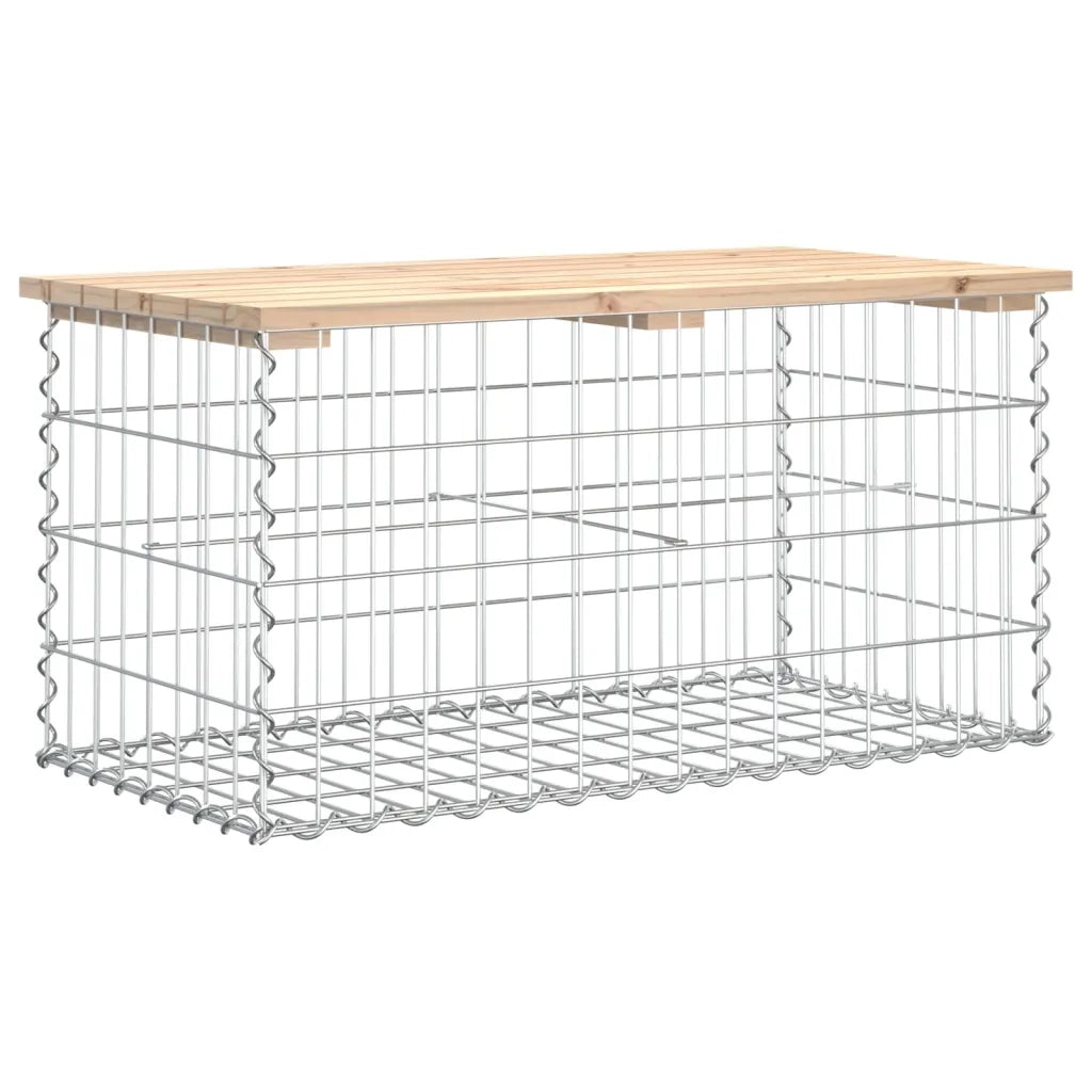 Panchina Giardino | Panca da Giardino Design Gabbione 83x44x42 cm Legno Massello Pino