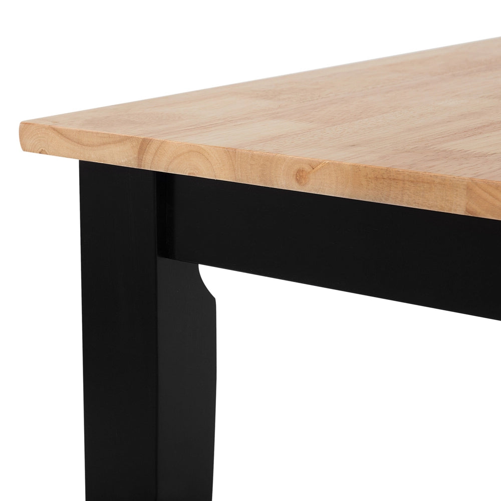 Set da pranzo in legno massello Nero con piano in legno chiaro a 4 posti 120 x 75 cm moderno scandinavo