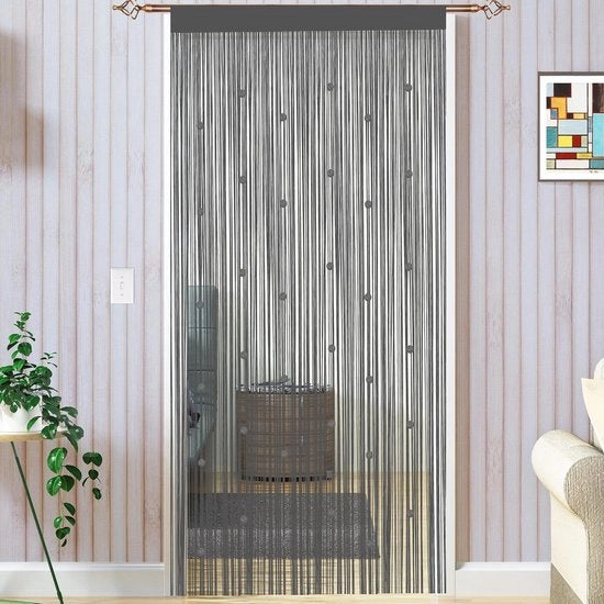 Tendal a Volo Decorativo in Grigio per Porta 90 x 245 cm - Protezione dagli Insetti - Porta da Balcone