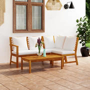 Set Divani da Giardino 4 pz con Cuscini Crema in Legno Acacia 3057771