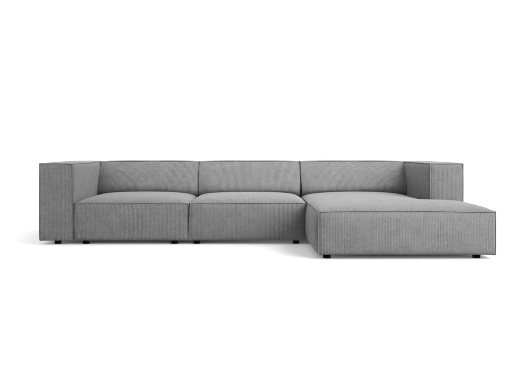 Cosmopolitan Design - Divano angolare destro "Arendal" 4 posti in ciniglia con effetto a coste grigio scuro 