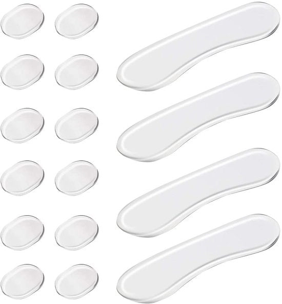 Dempatori per Tamburi 16 Pezzi - Pads di Gomma Silicone - Forma Ovale/Striscia Lunga - Dempatore per Tamburi - Chiari - Resistenti allo Shock
