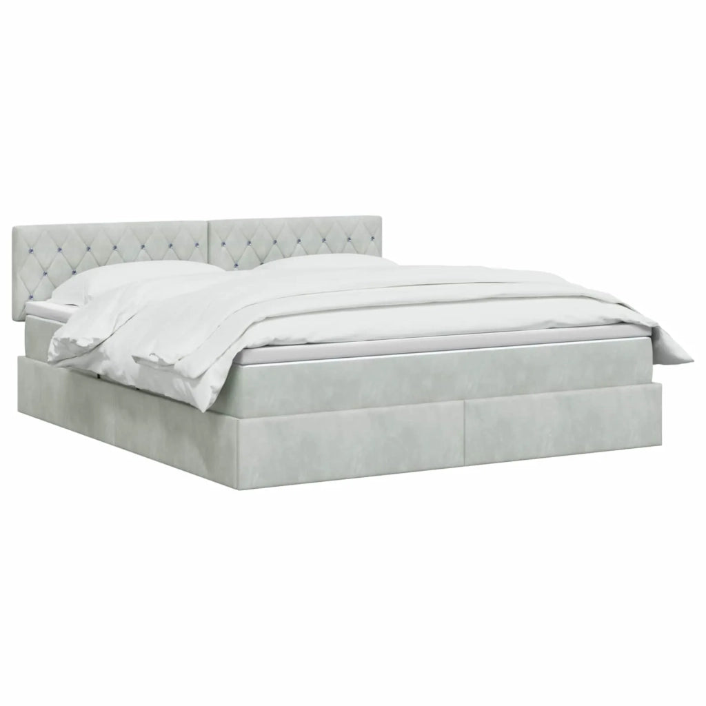 Letto con Contenitore Grigio Chiaro 180 x 200 cm Velluto 3458763
