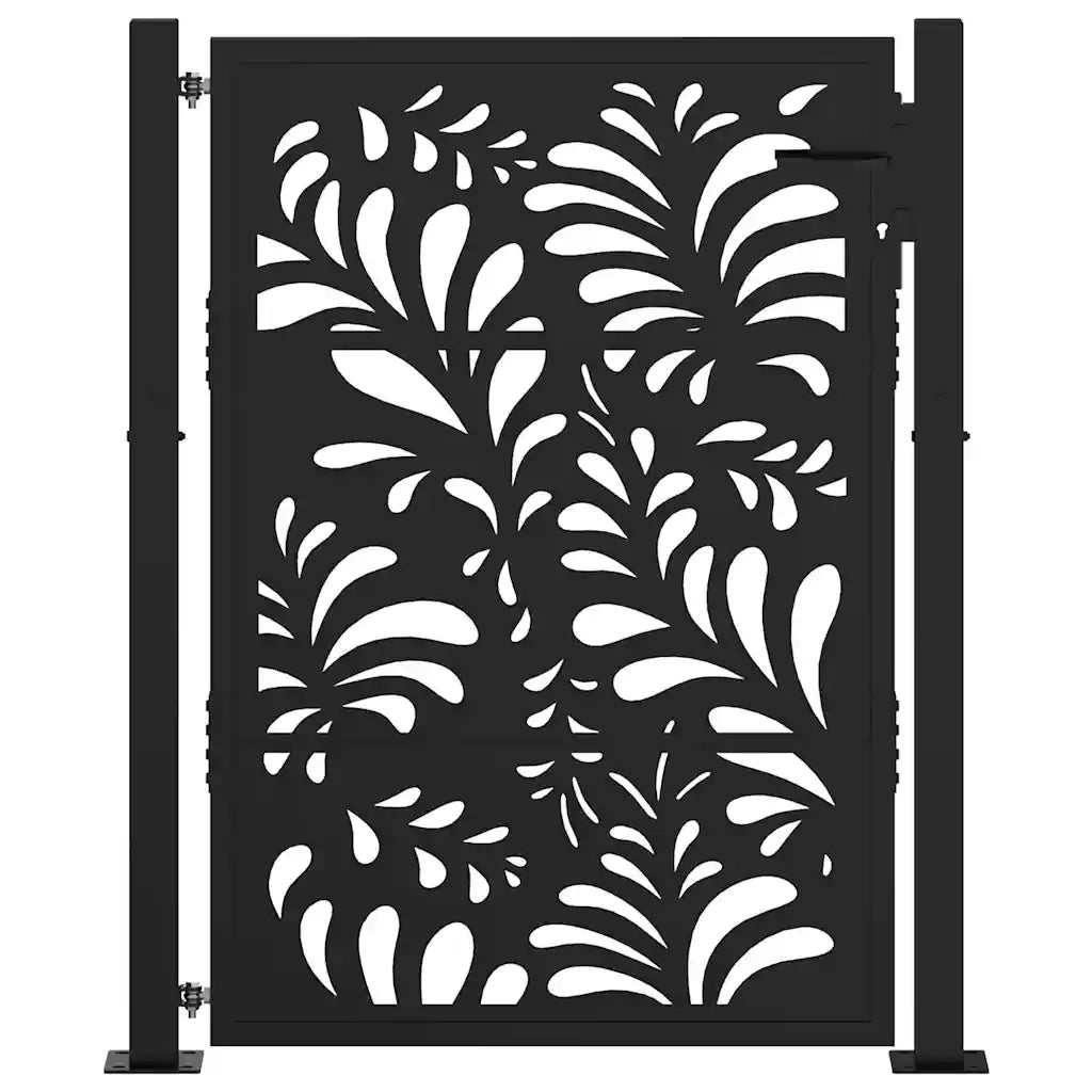 vidaXL Cancello Giardino Nero 105x130 cm in Acciaio Design Ondulato
