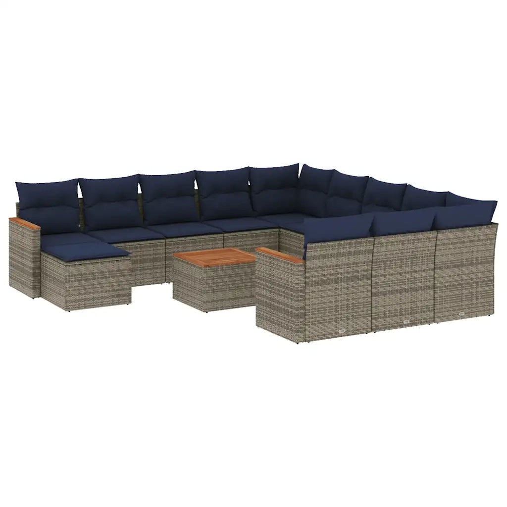 Set Divani da Giardino 13 pz con Cuscini Grigio in Polyrattan 3226593