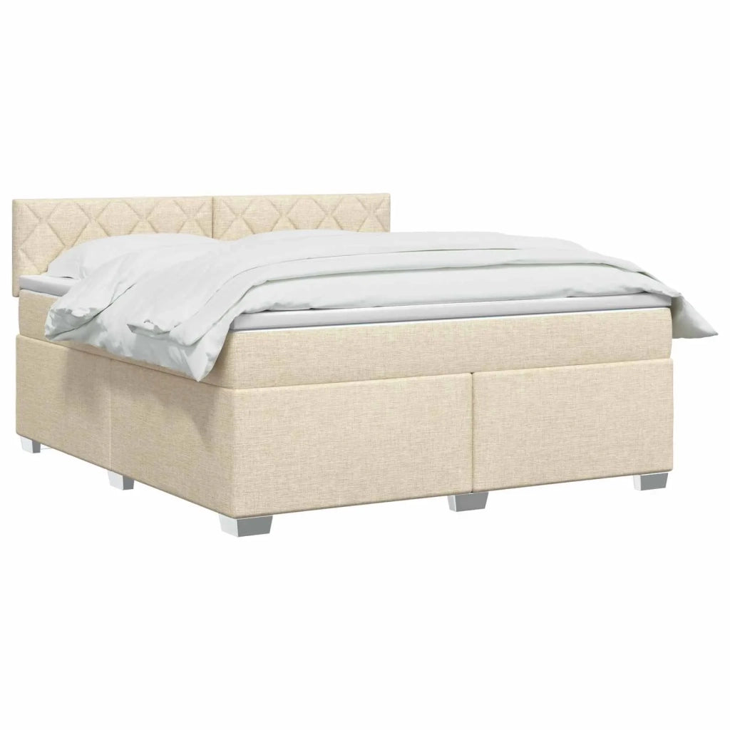 Letto box spring con materasso Crema 160 x 200 cm Tessuto 3450528