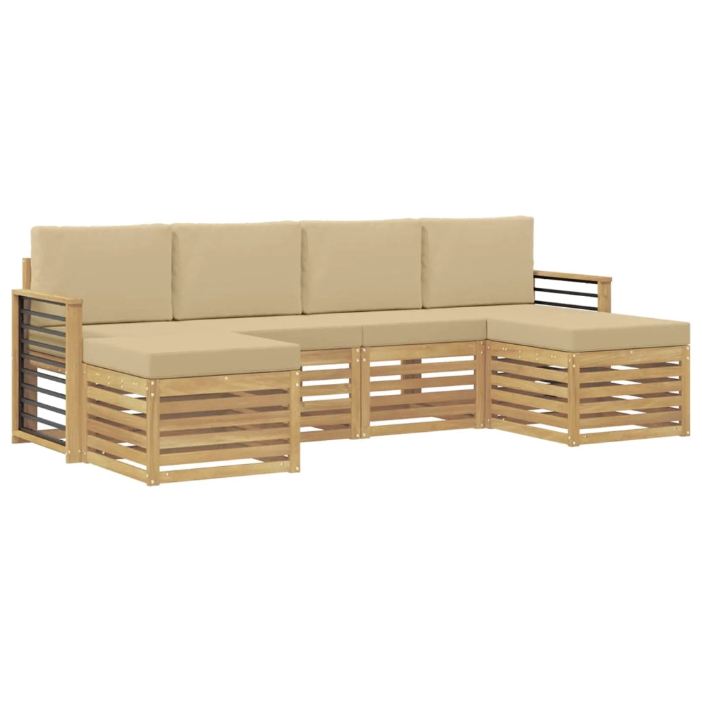 Set divani con cuscino 6 pcs Bianco e Beige Poliestere 3392288