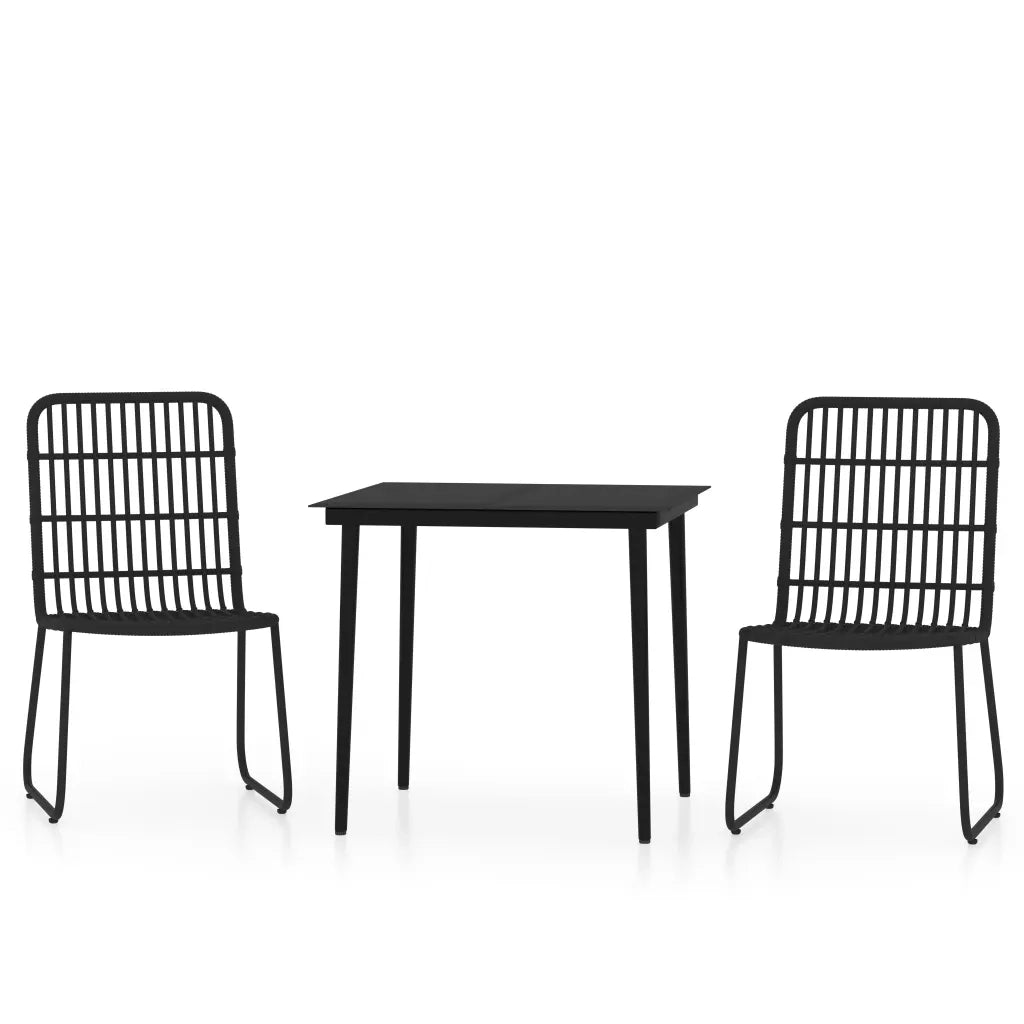 Set Mobili da Pranzo per Giardino 3 pz Nero cod mxl 41567