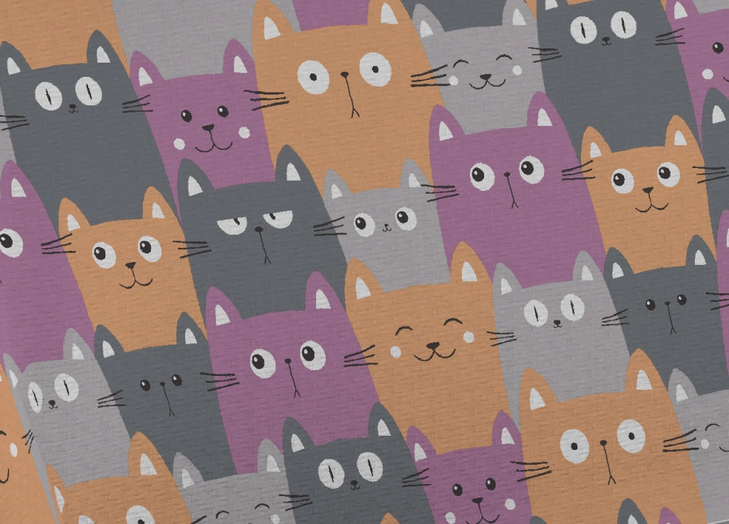 Copriletto Piquet Primavera Estate 100% Cotone Disegno Happy Cat - Singolo - Arancio