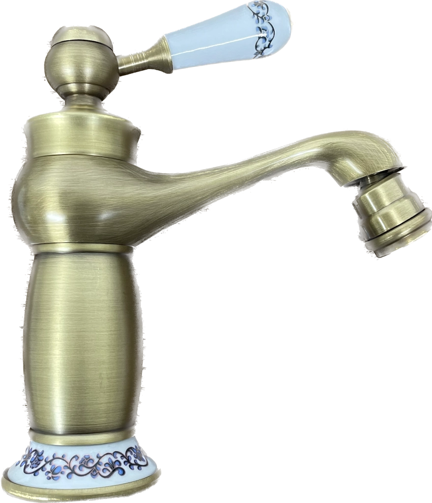 Rubinetto miscelatore per bidet bagno vintage bronzato con dettagli in ceramica