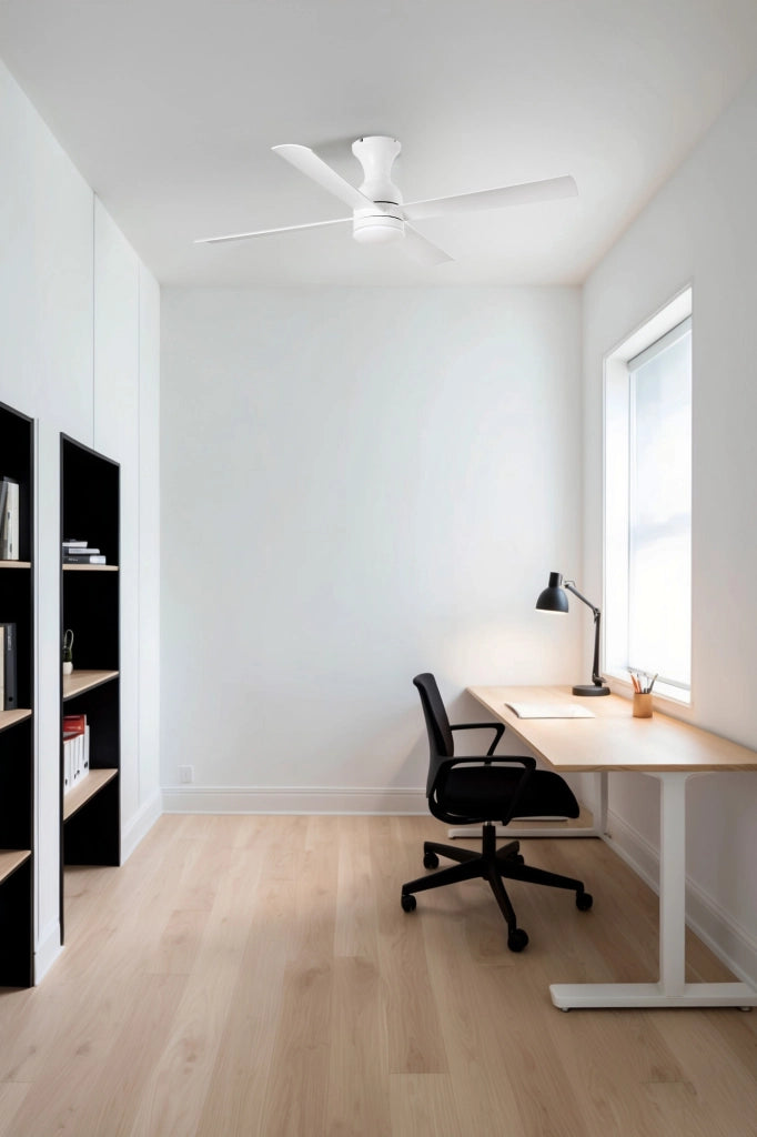 FARO Ventilatore da soffitto con luce LED FRASER acciaio bianco motore DC 6 velocita telecomando funzione inversa per ambienti 13-176 m² FARO-33756