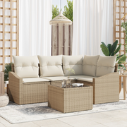 Set divano giardino 5 pezzi con cuscini marrone in polyrattan