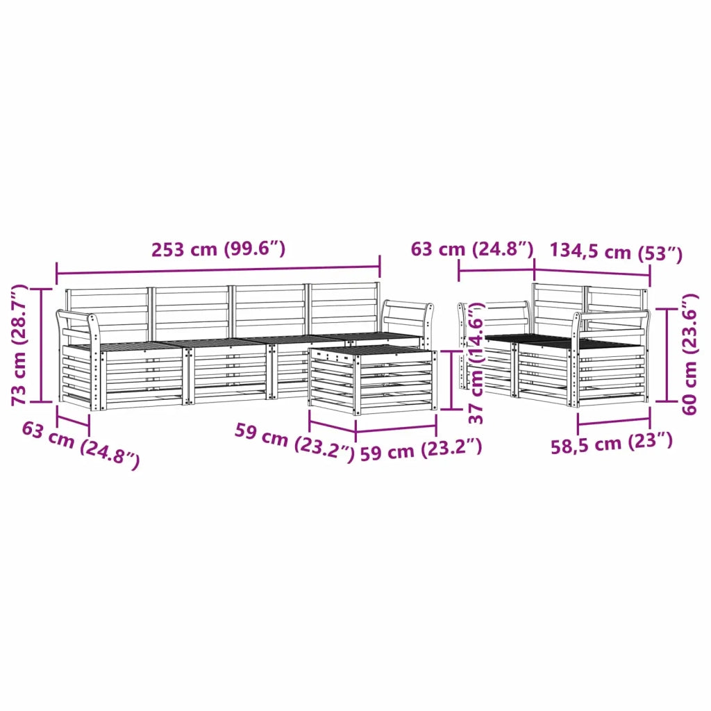 Set divani 7 pcs Naturale Legno di Acacia Massello 3374409