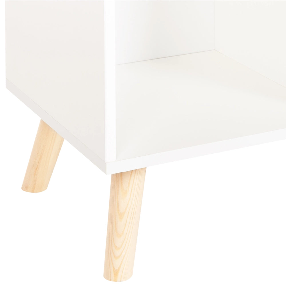 Scaffale a 3 ripiani per la camera dei bambini in legno di pino MDF gambe in legno bianco elegante