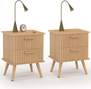 IDMarket - Set di 2 comodini a 2 cassetti Juliette in Rovere con doghe in Legno