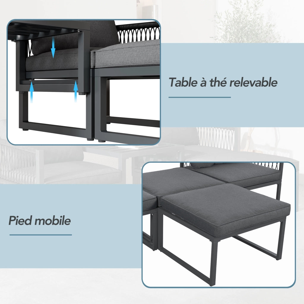 Set Divano da Giardino con Poggiapiedi ¨C MINIMAL ¨C Polyrattan, Modulare
