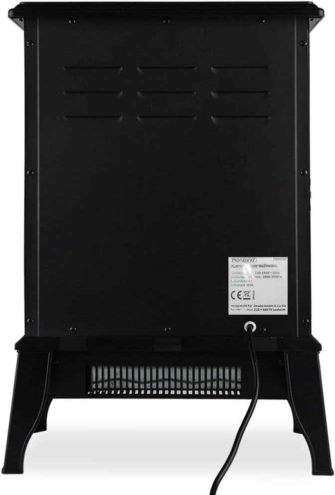 DEUBA® Caminetto Elettrico 2000W Termocamino Luce LED Effetto Fiamma Realistico Stufa Elettrica Camino Radiatore Nero
