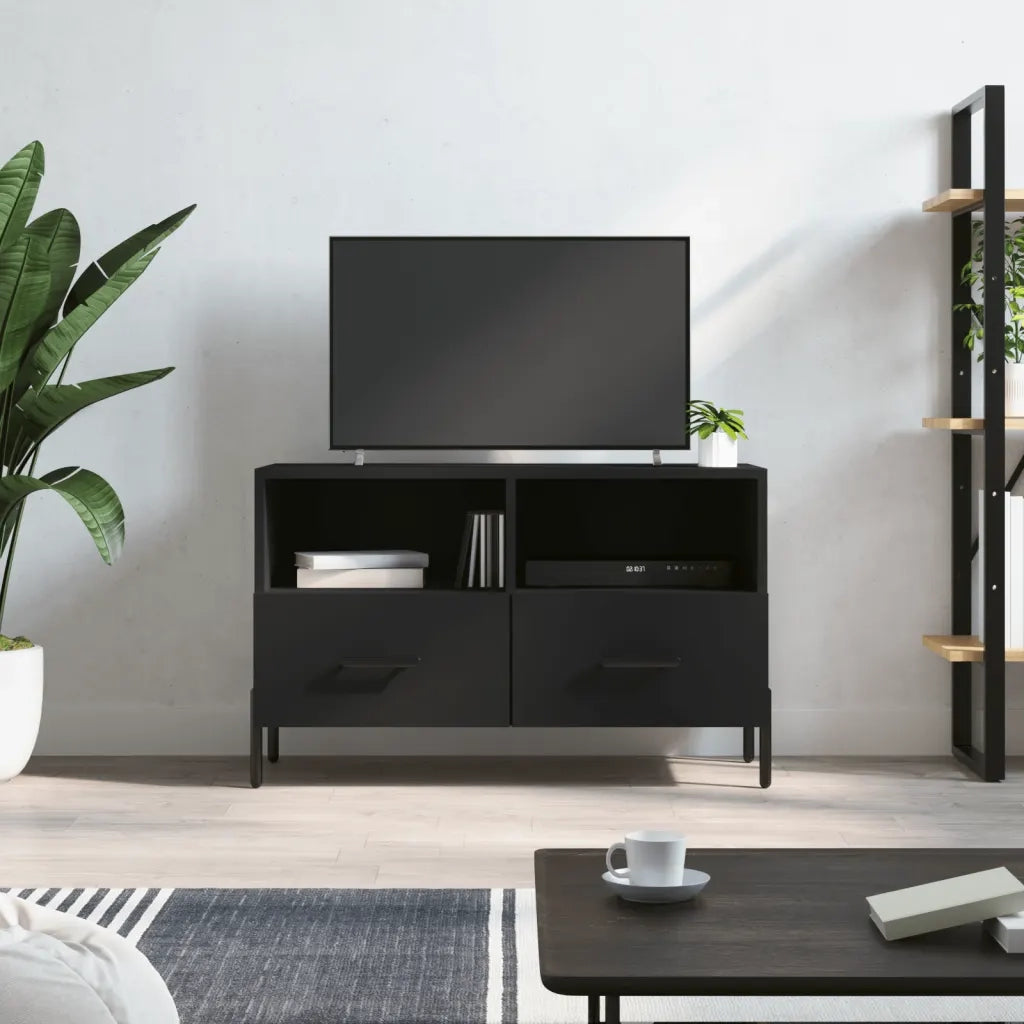 Mobile Porta TV-Mobile per TV-Credenza TV Nero 80x36x50 cm in Legno Multistrato 122618