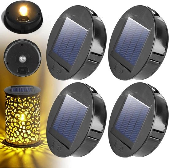 Lampade solari sostitutive diametro 8 cm - LED a luce calda bianca - Impermeabili - Pezzi di ricambio per lampade solari - 4 pezzi