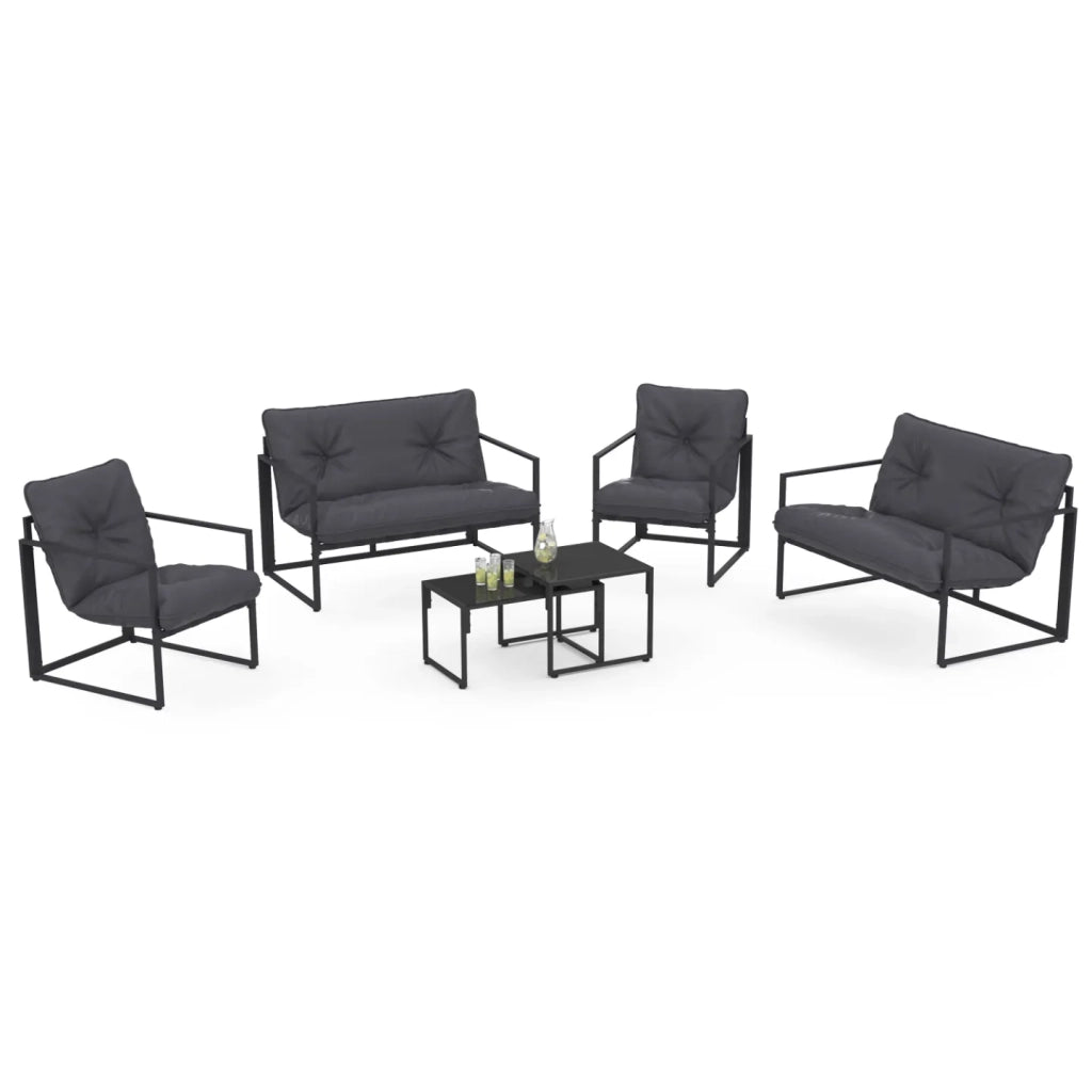 IDMarket - Set di mobili da giardino bassi NAIROBI 6 posti in acciaio grigio antracite