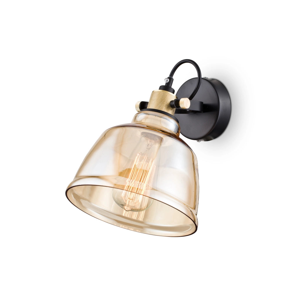 Maytoni Applique Vintage Irving 1 luce E27 nero metallo vetro ambra