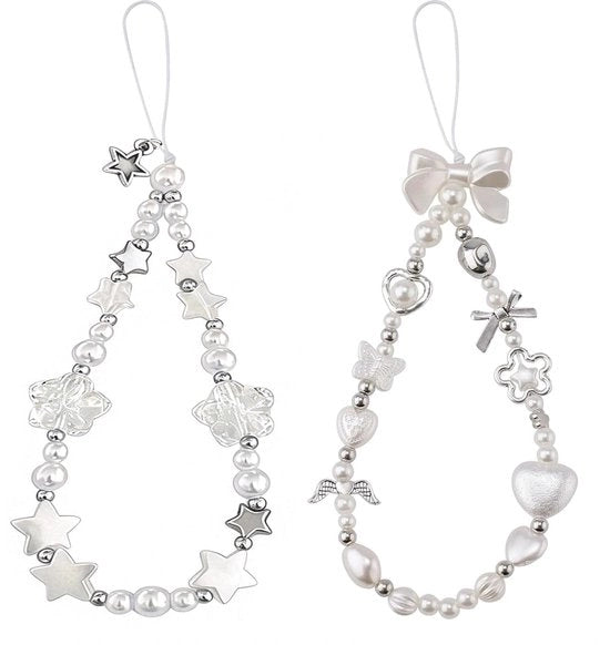 Due catenelle per telefono, cinturino per telefono corto, accessorio universale per telefono, cinturino per telefono per donna, accessorio di moda per telefono.