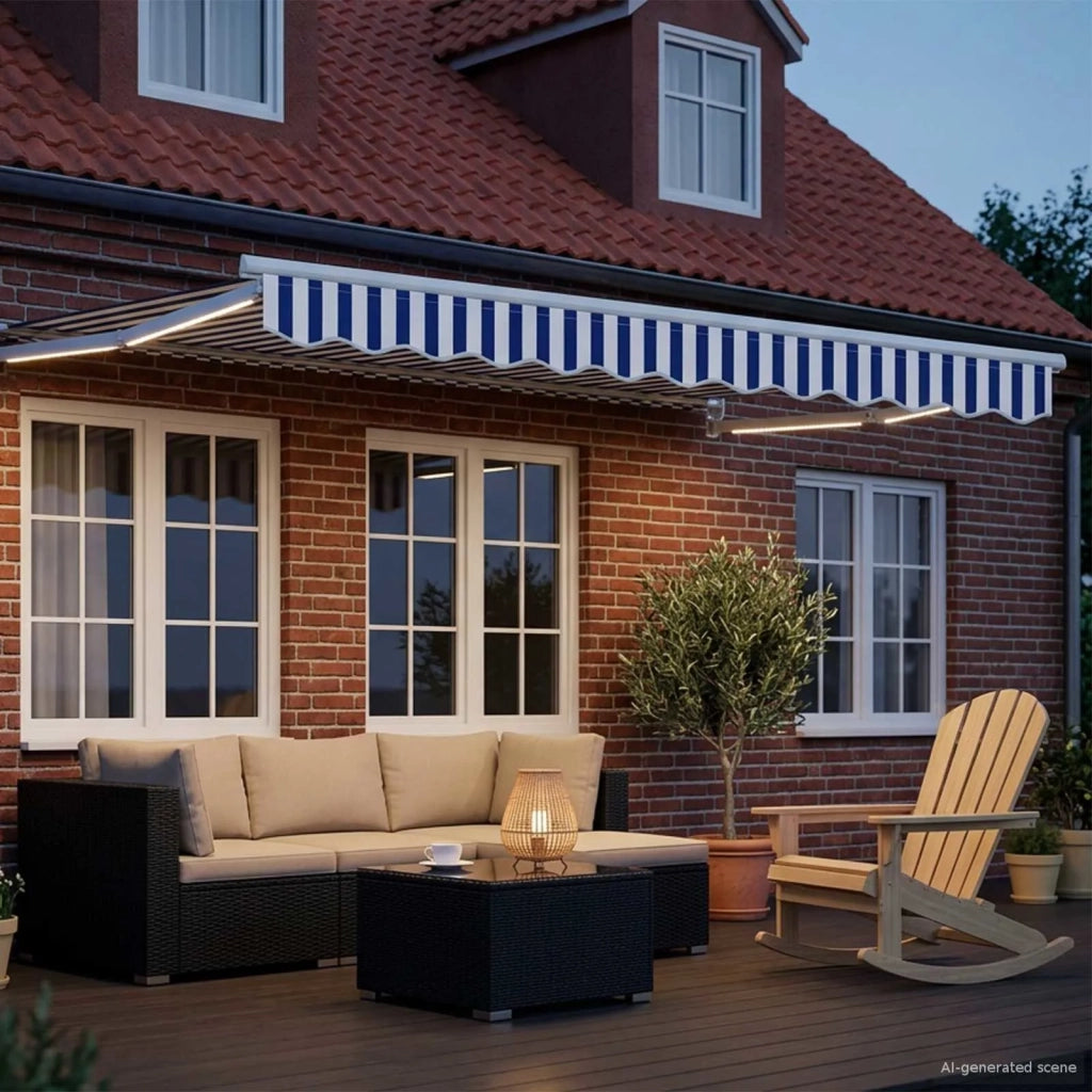 Tettuccio Elettrico Retrattile Blu e Bianco 3,5 x 2,5 m 3419607