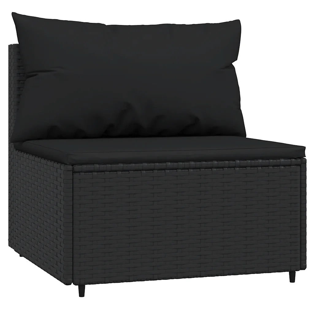 Set Divani da Giardino 3 pz con Cuscini Nero in Polyrattan 319787