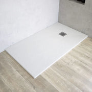 Piatto doccia rettangolare 90x100 cm in marmoresina bianco effetto pietra h3 cm | Milos