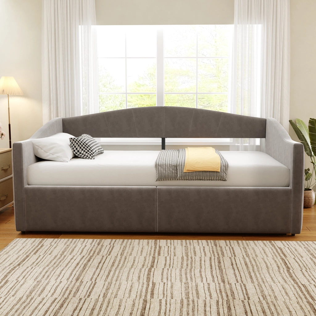 Letto sofà con sistema idraulico in velluto grigio 90x200 cm