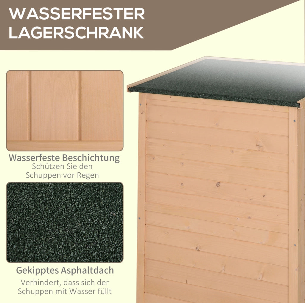 Armadio da giardino in legno con 2 ripiani, 75 x 56 x 115 cm