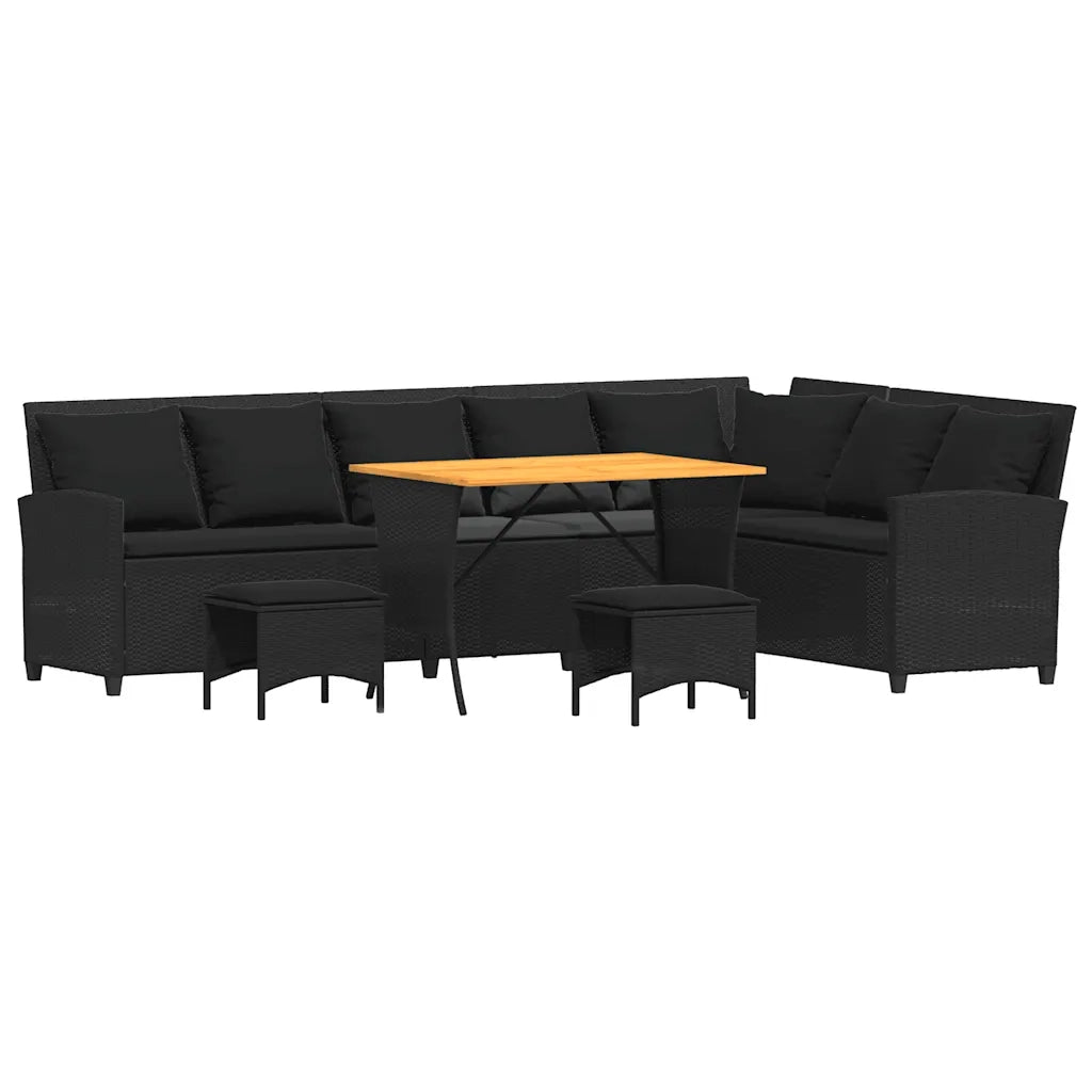 Set Divani da Giardino 4 pz con Cuscini Forma L Polyrattan Nero 3365325