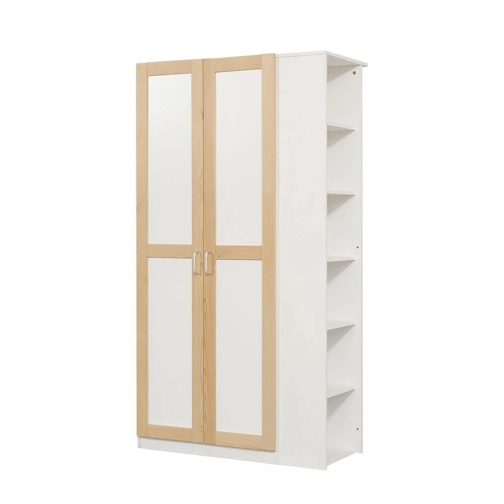 Letto a castello 90x200cm - Xylo - bianco/naturale, 6 ripiani, sicuro