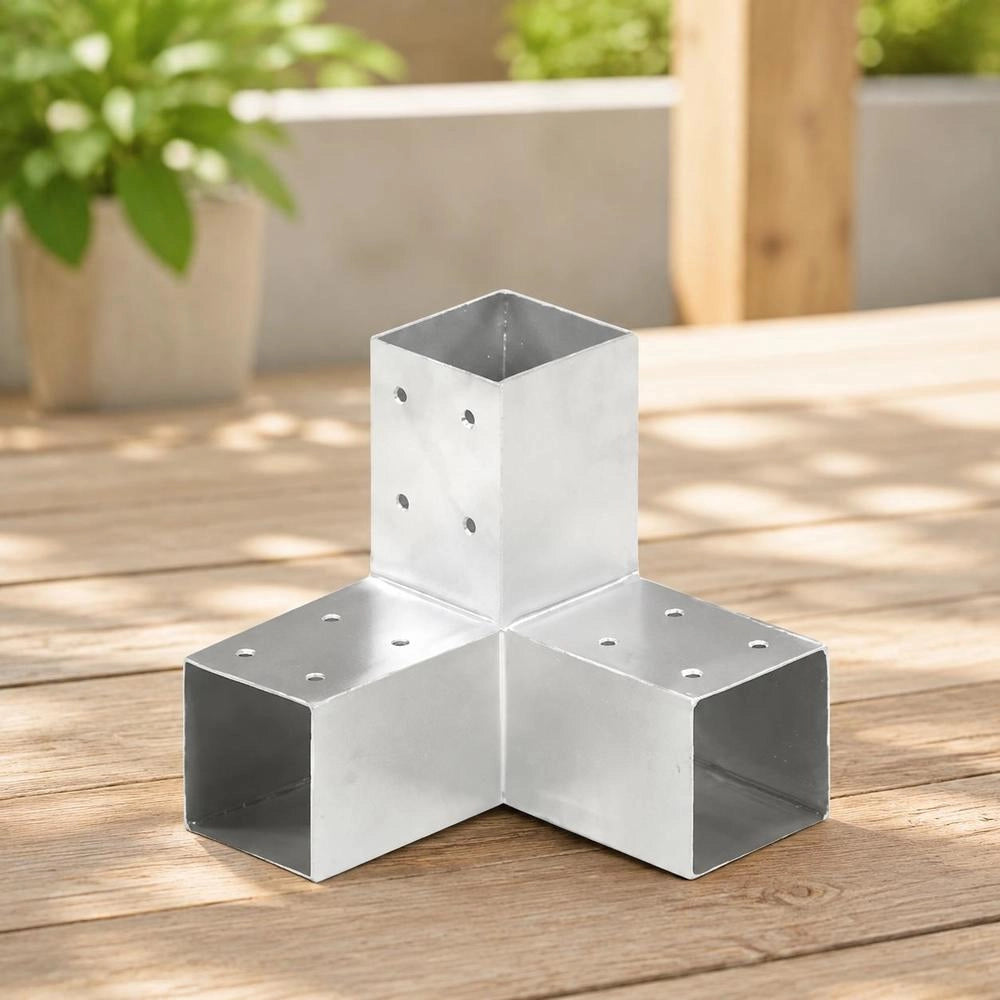 Post Connectors, 4 Pcs., Y-shape, Galvanized Metal, 71 X 71 Mm