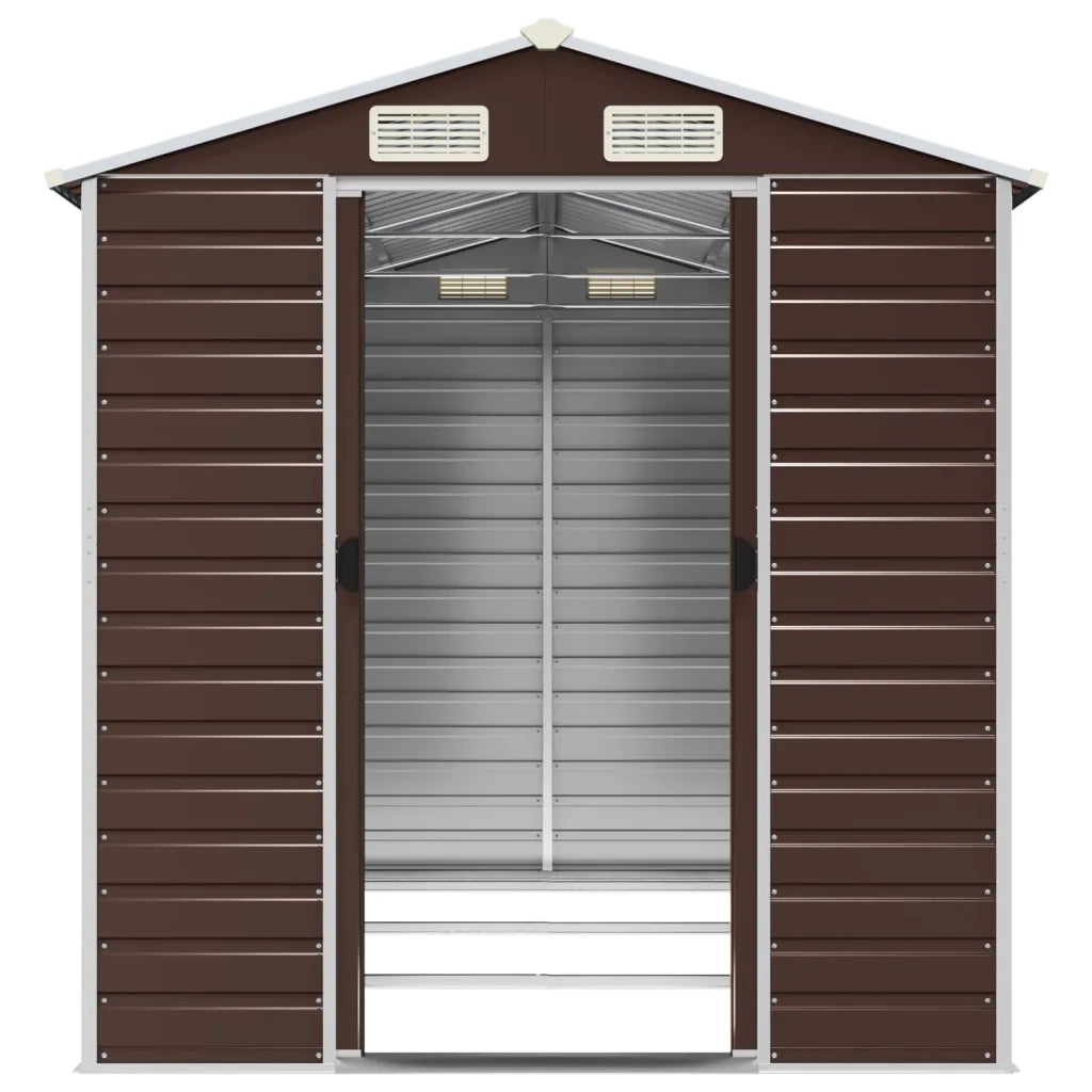 Casetta da giardino marrone 191x300x198 cm in acciaio zincato 3188266