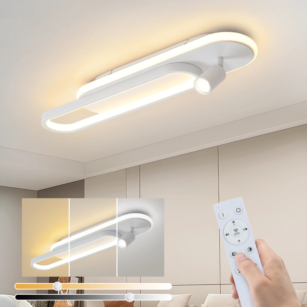 ZMH Lampada da soffitto plafoniera LED 46W bianca dimmerabile con 1 faretto telecomando per soggiorno