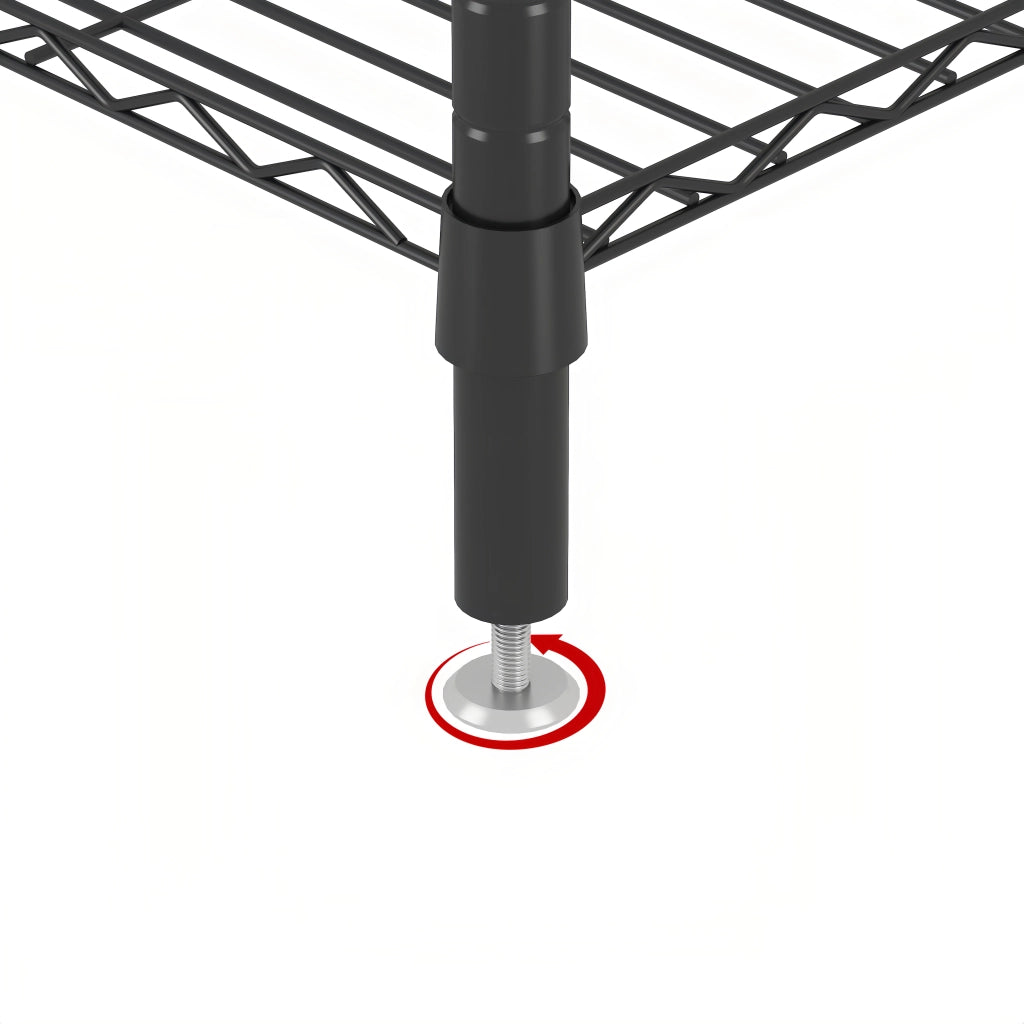 Porta abiti freestanding nero in metallo con 8 ripiani a griglia e 5 aste appendiabiti