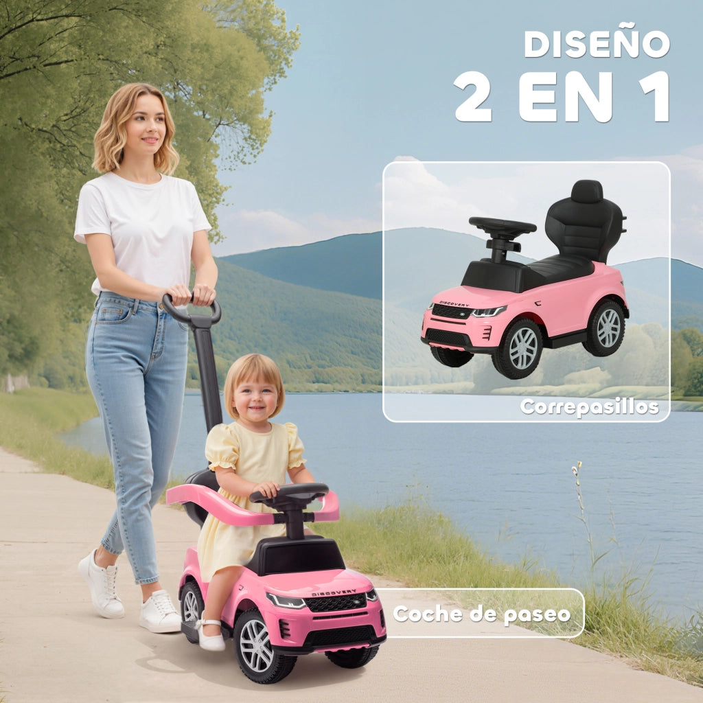 Giocattolo Bambini Correpasillos 2 in 1 LAND ROVER ¨C Zephmum ¨C Rosa con Almacenaje e Barandilla