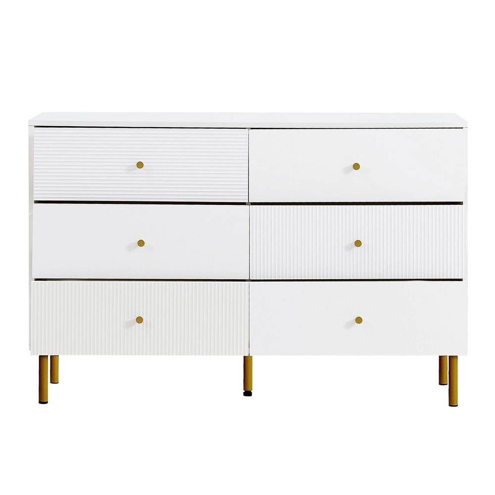 Cassettiera Moderna 6 Cassetti ¨C MINIMAL ¨C Bianca MDF Metallo 120x40x78