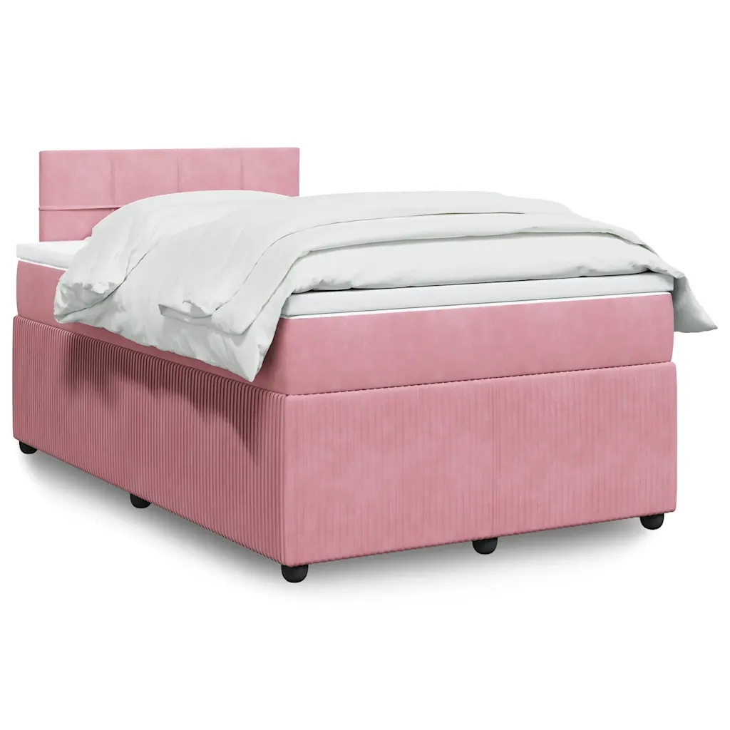 Giroletto a Molle con Materasso Rosa 120x190 cm in Velluto