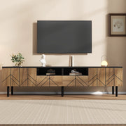 Mobile TV 180x40x45 cm con 2 cassetti e 2 ante in truciolare nero e naturale