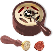 Set di sigillatura in legno con cucchiaio di fusione - per sigillatura di fusione - sigillatura di laccatura - imballaggio di regalo (rosso-bruno)