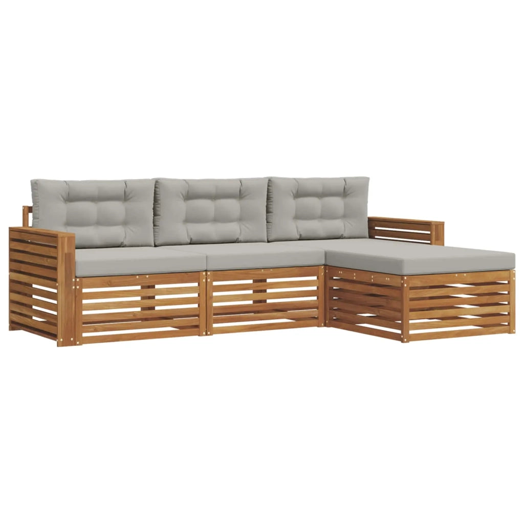 Set di divani da esterno con cuscino Grigio Naturale e Chiaro