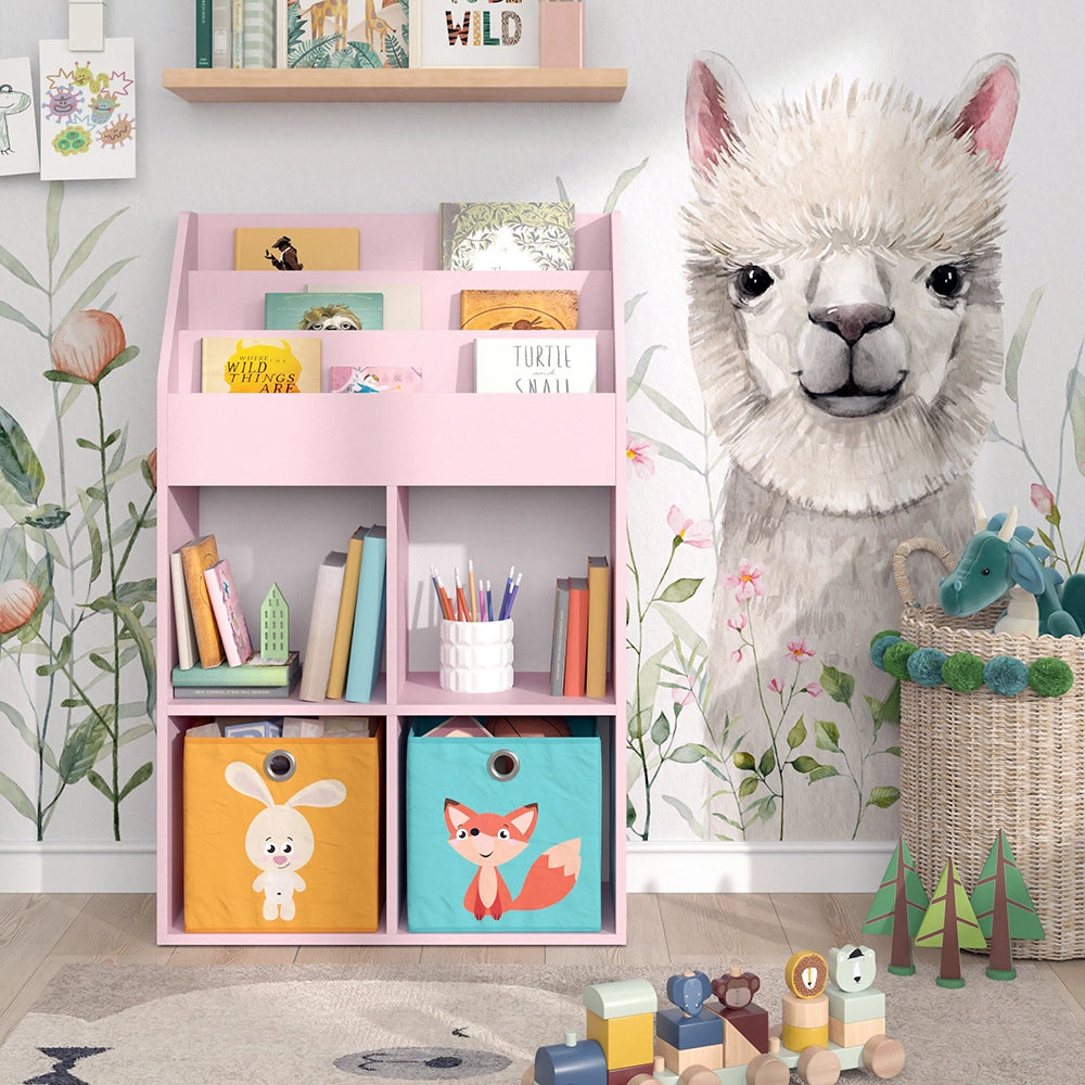 Vicco Libreria bambini rosa 72 x 114.2 cm con 2 scatole pieghevoli (colorate)