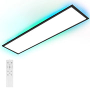 ZMH Plafoniera LED da Soffitto 100x25 cm Dimmabile RGB Cambio Colore Piatto con Telecomando 24W Nero Rettangolare